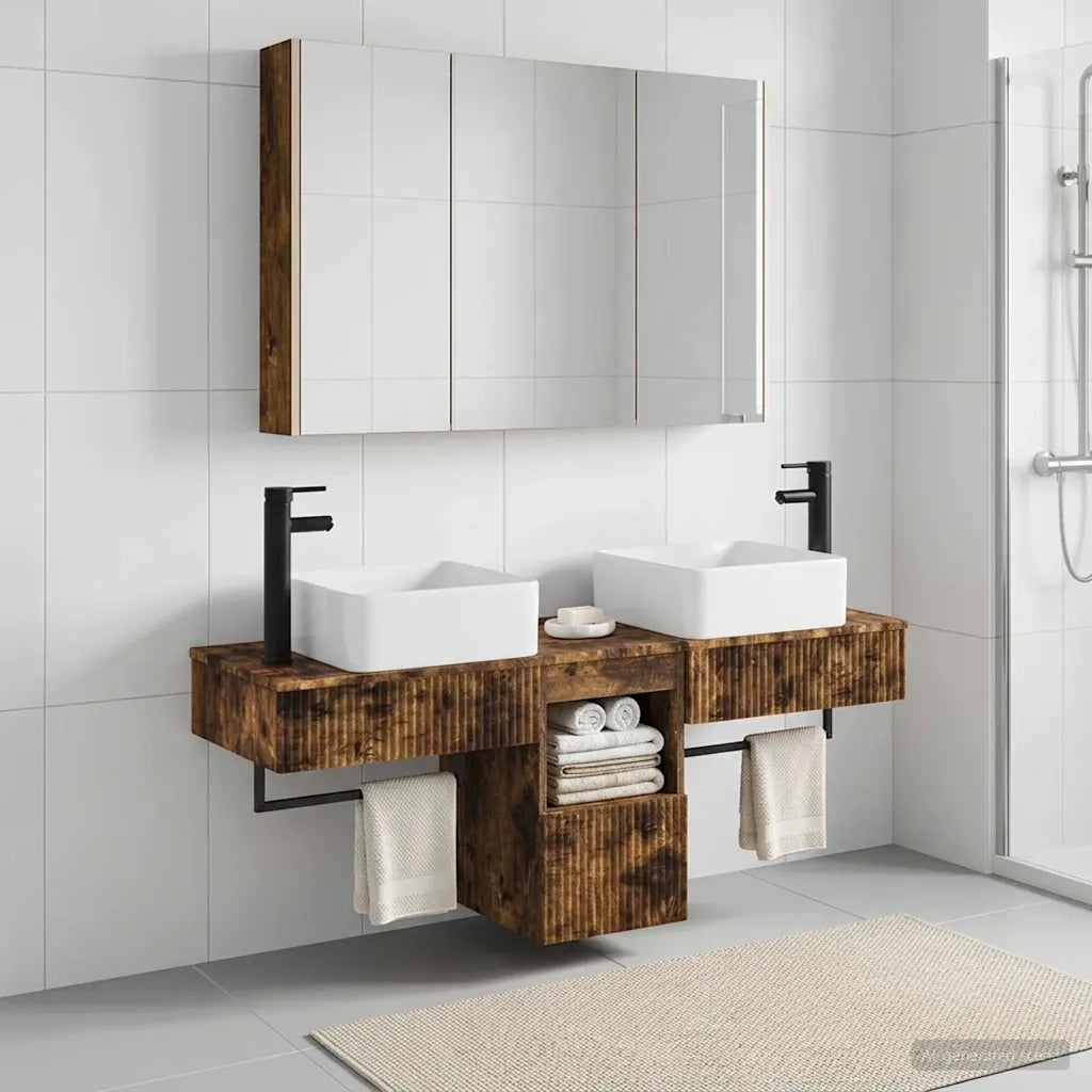 Set di Armadi da Bagno 4 pcs Rovere Fumo 103,5 x 15,5 x 70 cm 3406307