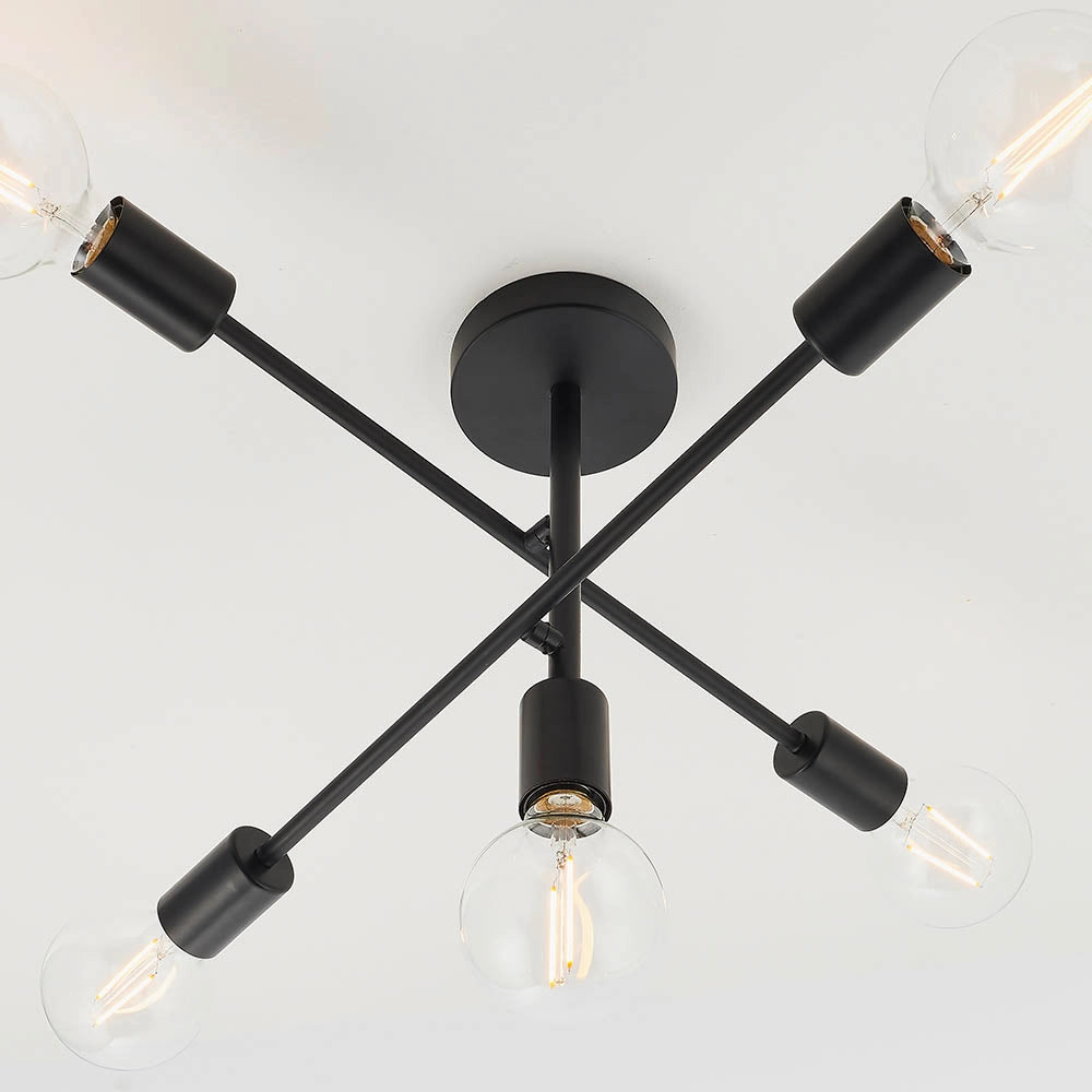 Plafoniera loft nera opaca Studio Endon 5xE27 40W metallo