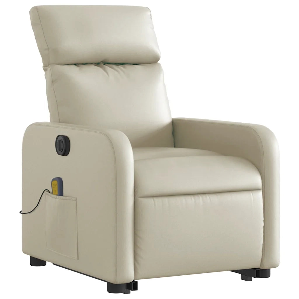 Poltrona Alzapersona Elettrica Reclinabile Crema in Similpelle 3206771