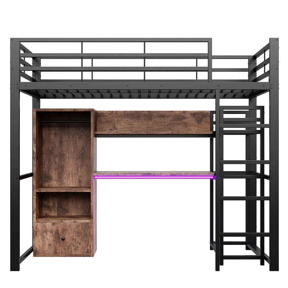 Letto gaming - Xylo - 90x200 cm LED metallo nero