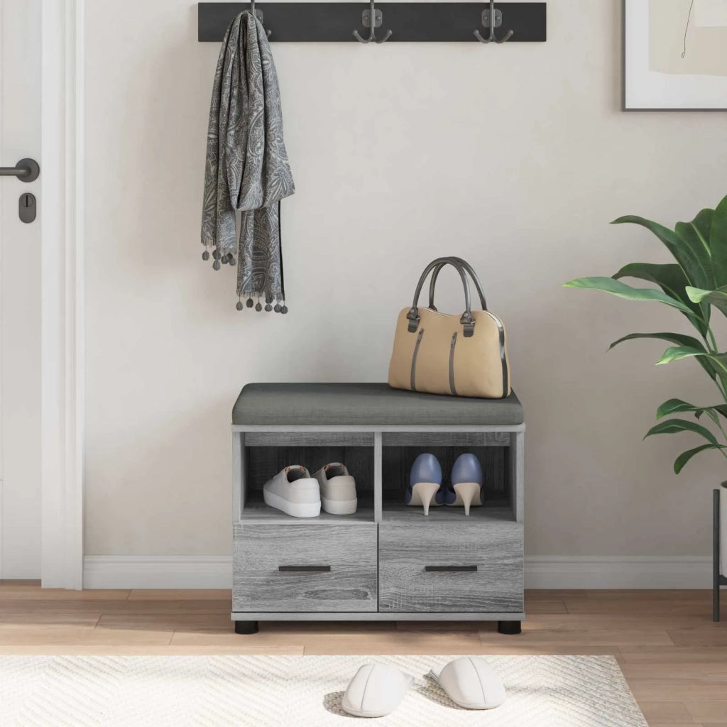 Panca per ingresso con cuscino Sonoma grigia 60 x 38 x 46 cm