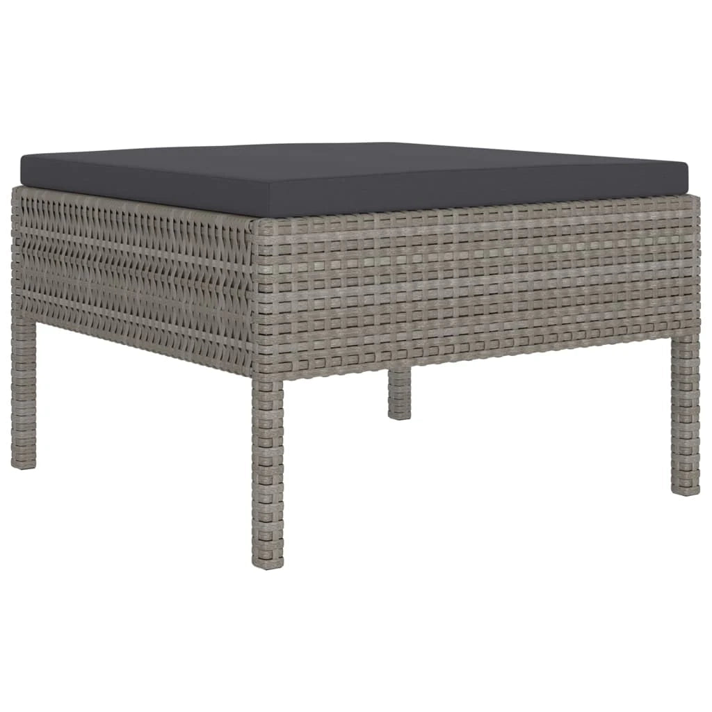 Set di mobili da giardino mobili da esterno 5 pezzi con cuscini resina intrecciata grigia 02_0016437