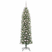 Albero di Natale | Decorazioni natalizie Artificiale Sottile Verde e Bianco 180 cm