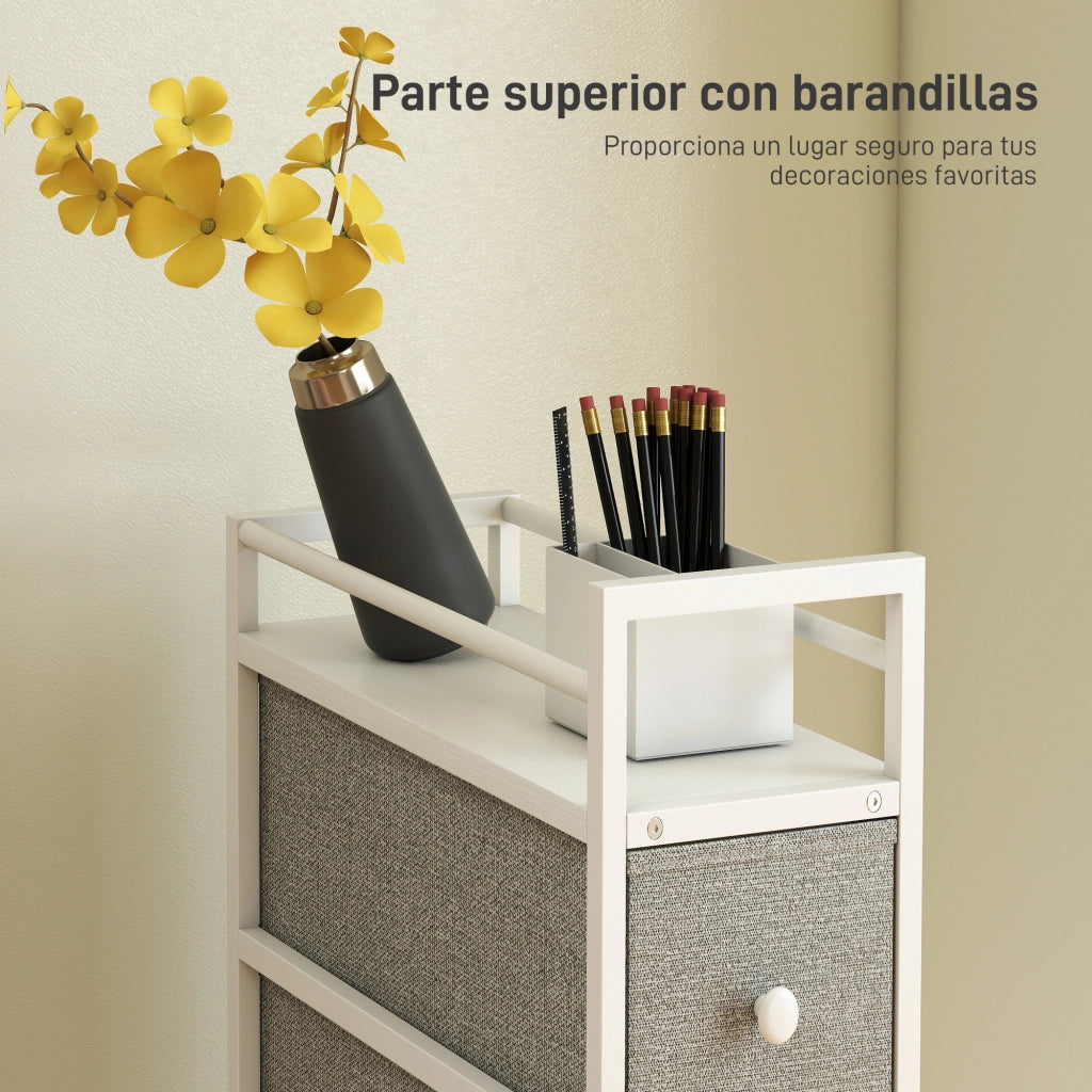 Cassettiera con 4 Cassetti in Tessuto Struttura Acciaio ¨C zephmum ¨C Grigio Chiaro 60x40x80 cm