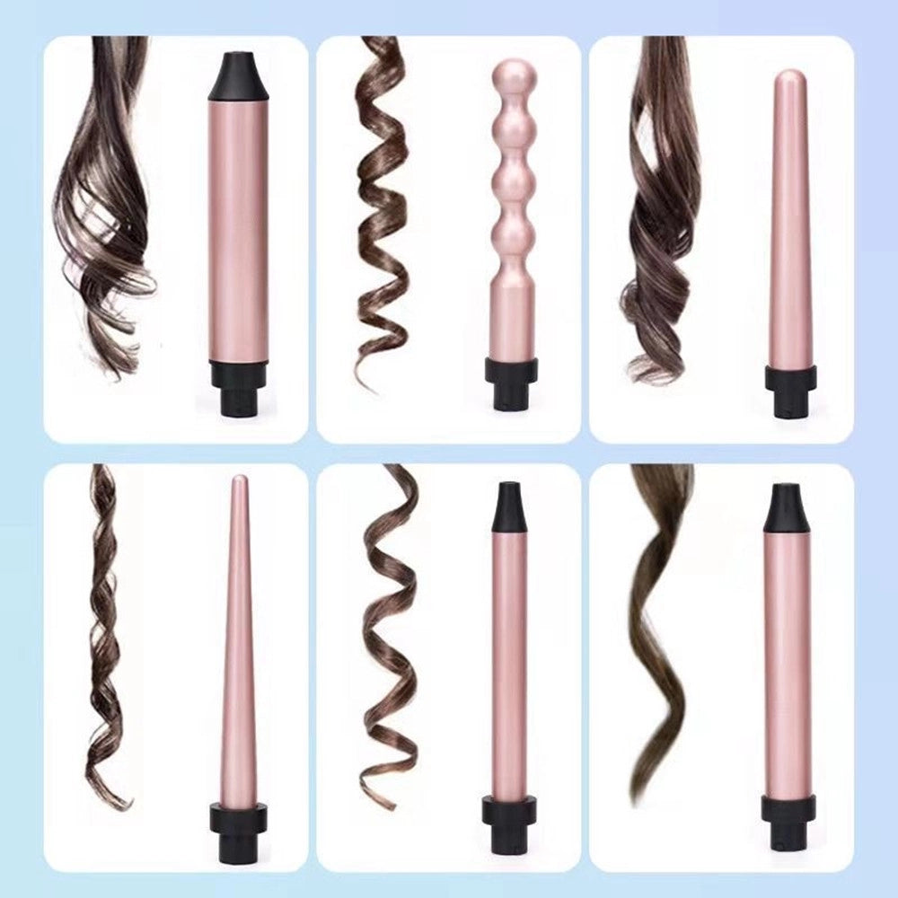Trade Shop - Set Arricciacapelli 7in1 Ferro Professionale Intercambiabile Strumento Per Styling Capelli -