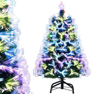 Albero di Natale Artificiale in Fibra Ottica 95 cm | Albero di Natale Pre-Illuminato con 93 Punte di Ramo, Stella Decorativa e Base Metallica, per Casa, Ufficio e Negozio