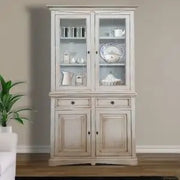 Credenza cristalliera in legno 2 ante Shabby chic bianco anticato rustico mod goccia