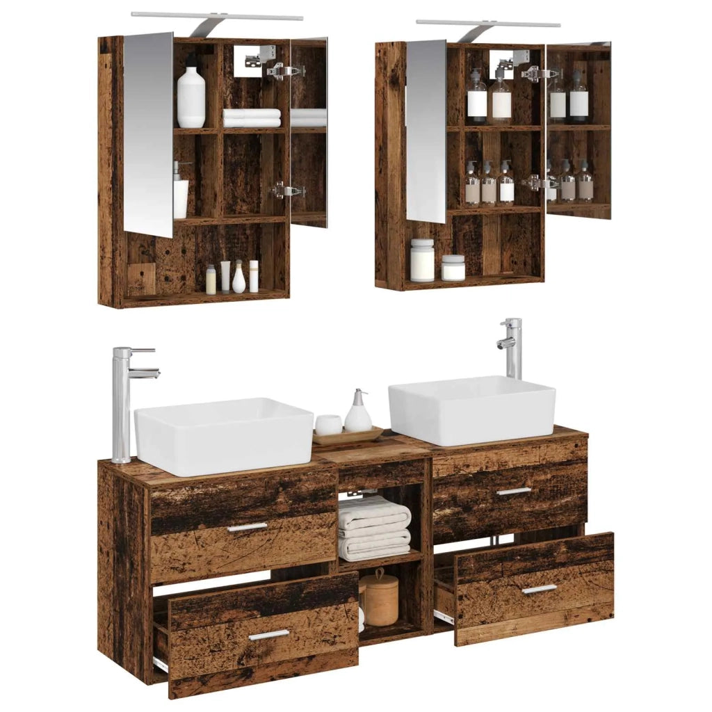 Set di mobili per il bagno 5 pcs Legno antico 3406845