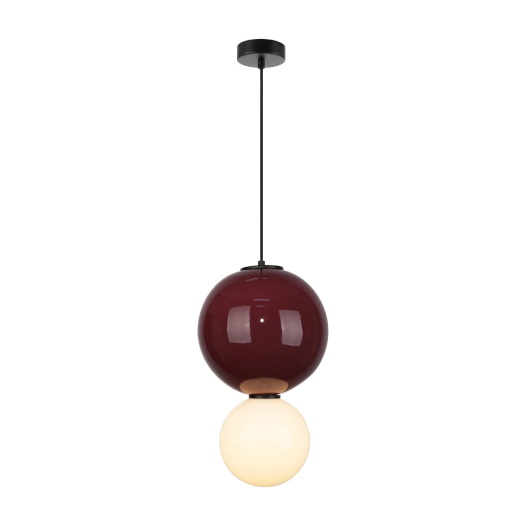 Sospensione moderna bordeaux/bianca 2 sfere Ø25 LED7W Italux