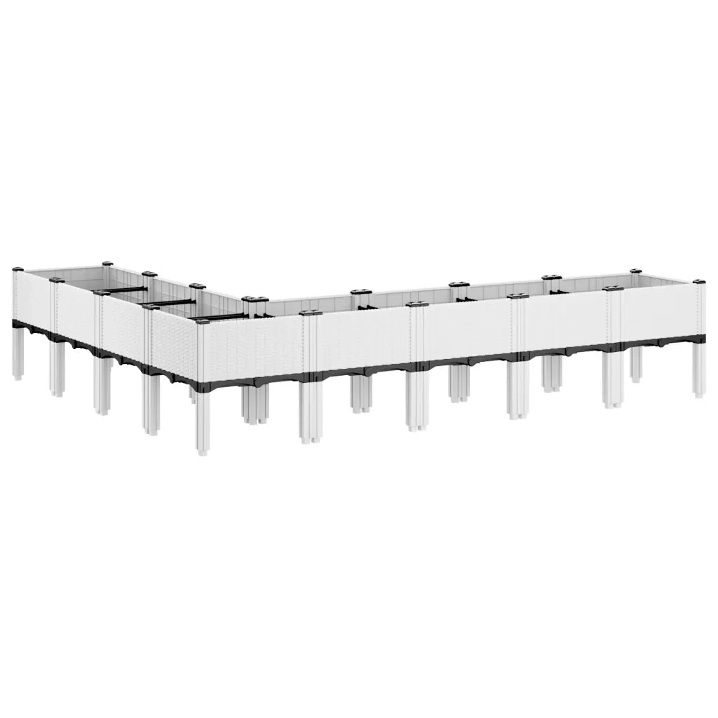 Fioriera da Giardino con Gambe Bianca 200x160x42 cm in PP 367914