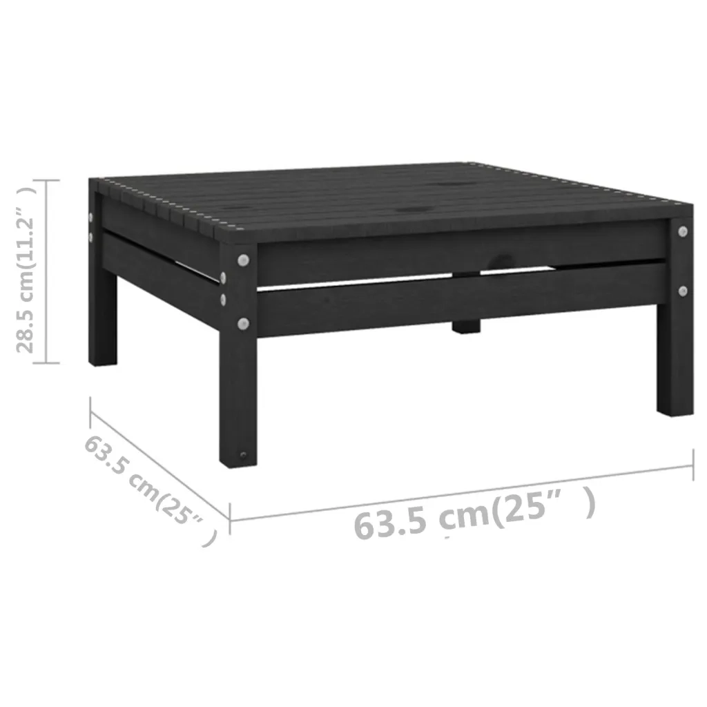 Set Salotto da Giardino 10 pz Nero in Legno Massello di Pino 3083368