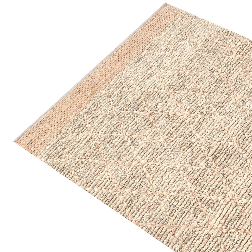 Tappeto Runner Beige Juta 200 x 300 cm Motivo geometrico Tessuto a mano Boho Corridoio Camera da letto