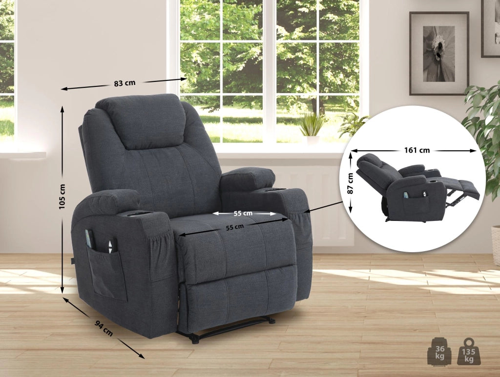 Sessel Hepler mit Massagefunktion Stoff
