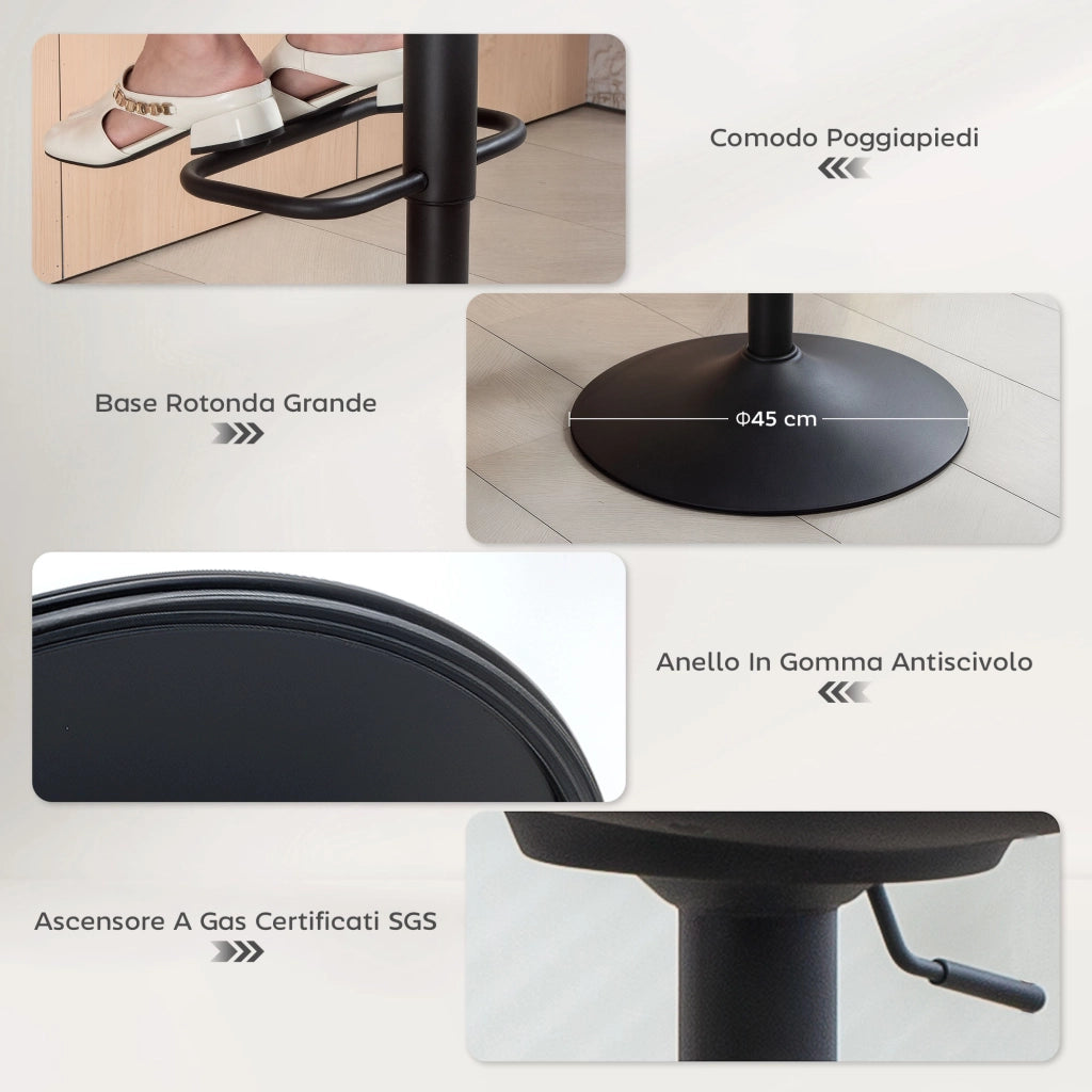 Sgabelli da Bar Set 2 Pezzi Altezza Regolabile Seduta Girevole ¨C Zephmum ¨C Tessuto Beige