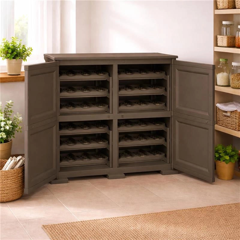ARMADIO PORTABOTTIGLIE 48 BOTTIGLIE WENGÉ 79X43X85,5 CM CON ANTA LISCIA – CANTINETTA MODULARE CHIUSA PER SOGGIORNO E ZONA PRANZ