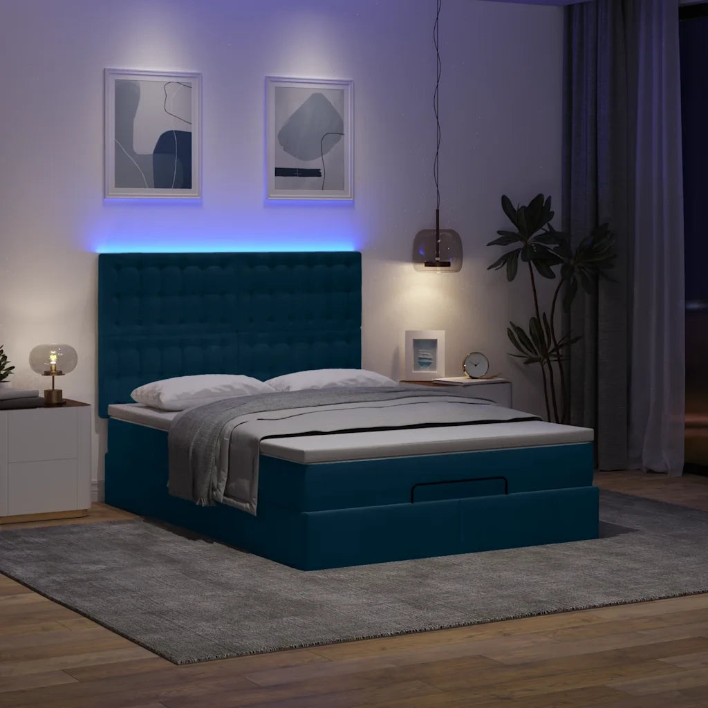 Struttura Letto Pouf con Materassi 140x190 cm in Velluto