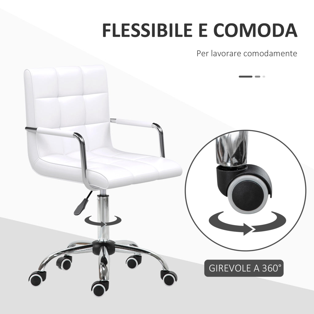 Sedia da Ufficio ¨C Zephmum ¨C Pelle Bianca 52.5x54x84-99cm