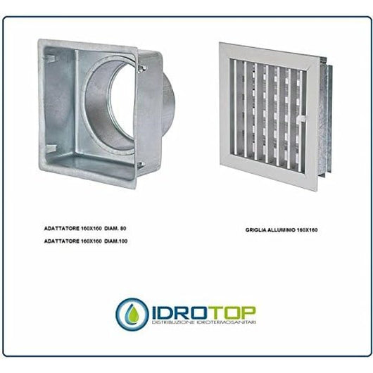 Griglia regolabile con telaio e serranda bronzo 160x160 mm vecam