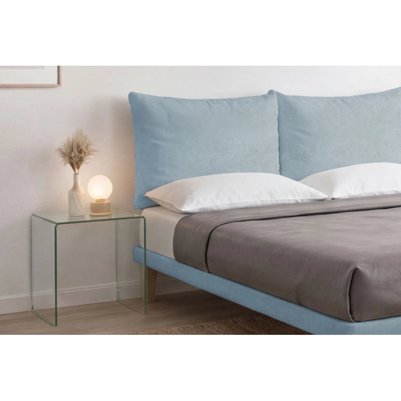 Letto imbottito Matrimoniale 180x190 cm Soft - Con rete,Microfibra,Azzurro