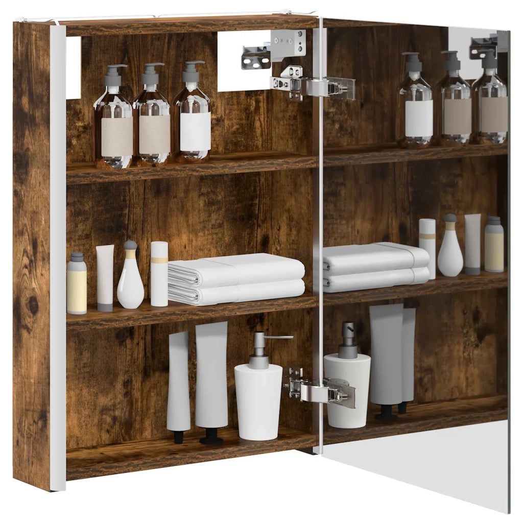Mobiletto per specchio da bagno Rovere fumé 43 x 11,5 x 60,5 cm 889227