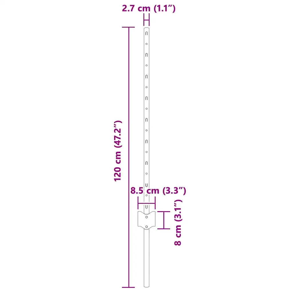 Palo della recinzione 22 pz Verde 120 cm Acciaio CFW9897738