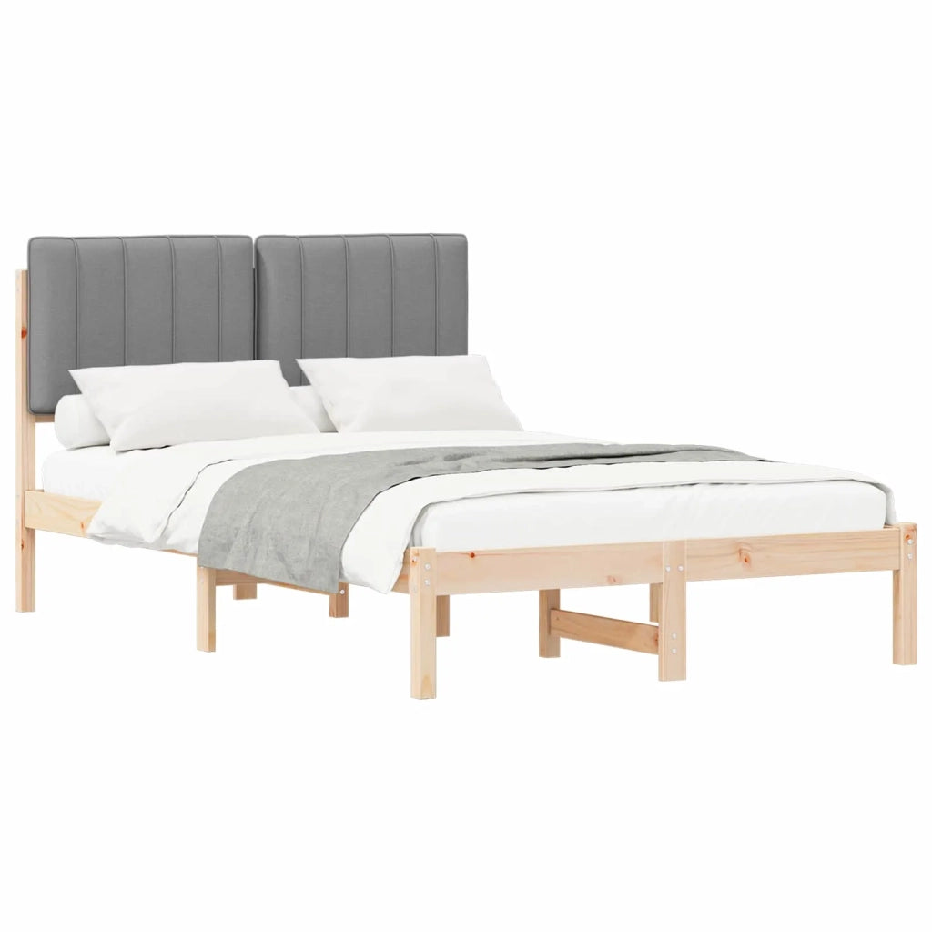 Letto con Testiera Rivestita Grigio Naturale e Chiaro 878049