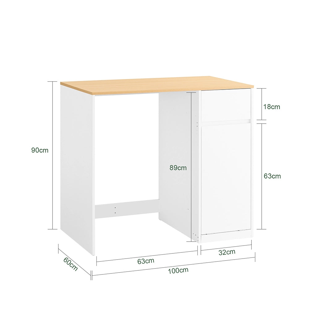 SoBuy Mobile per lavatrice – Armadio da bagno con cesto portabiancheria e cassetto, per lavatrice e asciugatrice, Mobiletto salvaspazio legno, Bianco,100×60×90 cm, BZR217-WN