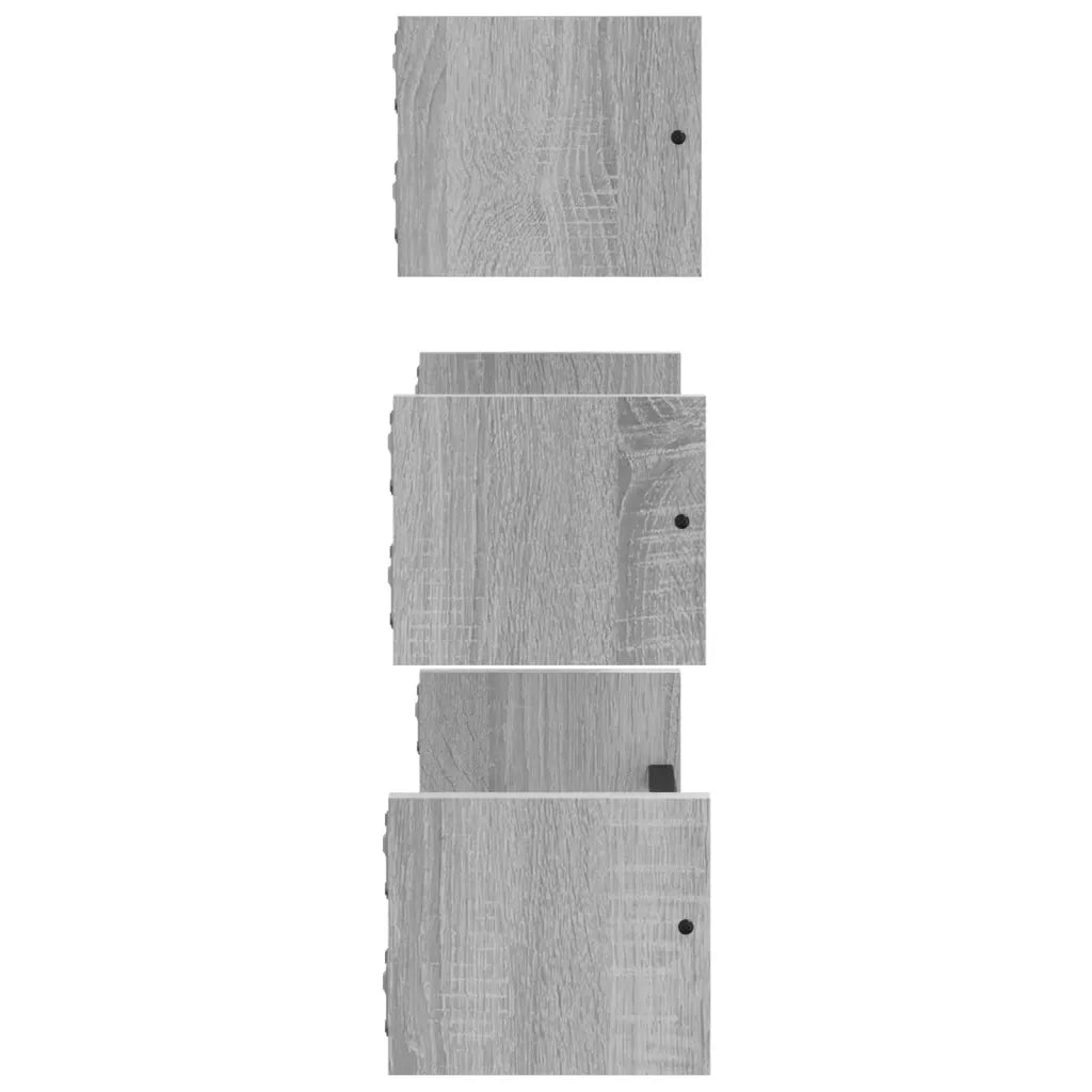 3 pz Set Mensole Parete | Mensola sospesa con Aste Grigio Sonoma Legno Multistrato