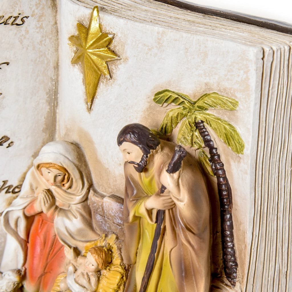 EasyComfort Presepe di Natale, Natività con Statuine 3D in Resina, 21.5x9.5x14cm