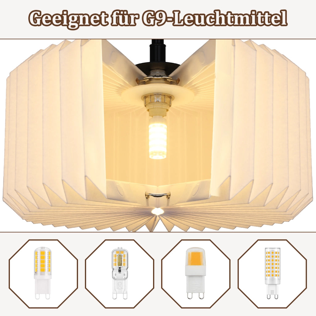 Lampada a Sospensione ZMH vintage lungo - Paralume in carta bianca 2 luci (senza lampadina)
