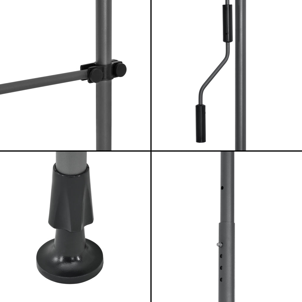 Tenda da Sole a Muro con Pali di Supporto Telescopici Parasole 198 x 120 cm (LxP) Grigio pro.tec