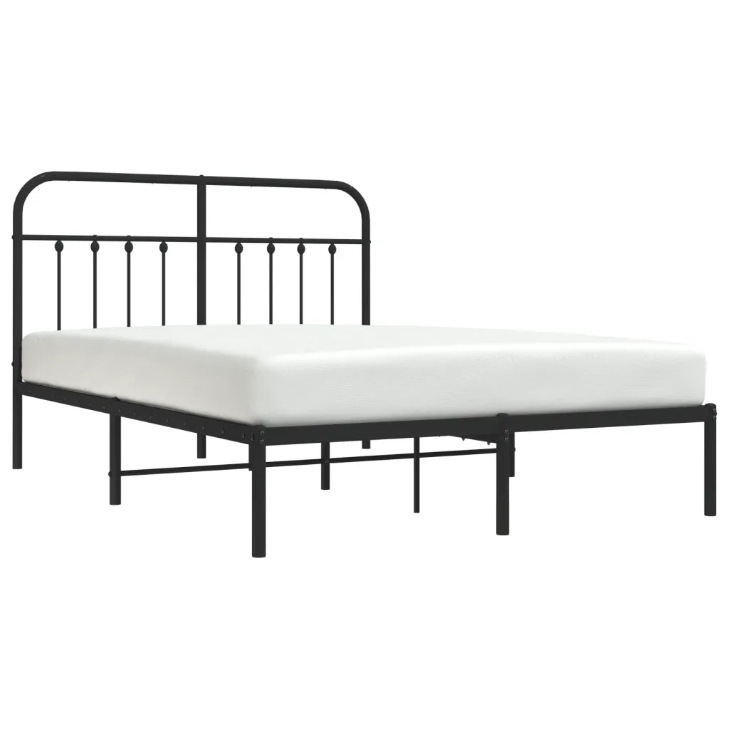 Letto matrimoniale | Letto per adulti | Giroletto con Testiera in Metallo Nero 140x190 cm