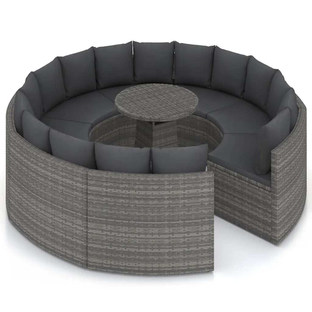 Set Divani da Giardino 9 pz con Cuscini in Polyrattan Grigio cod mxl 41284