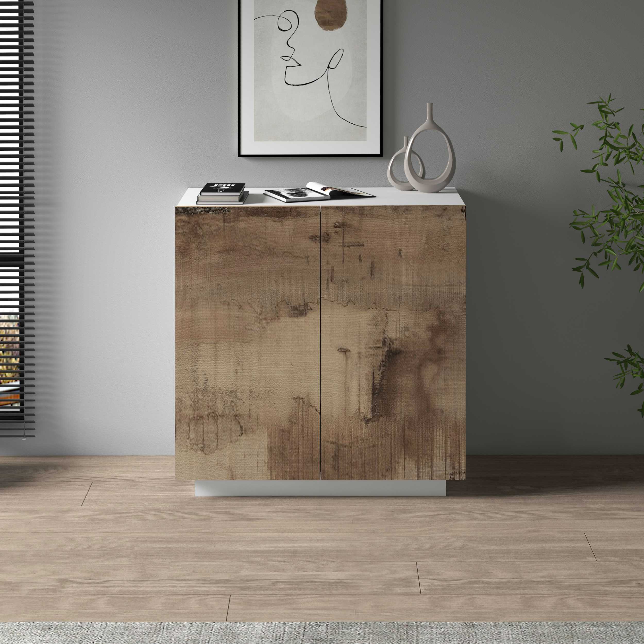 Armadio multiuso Easy a 2 ante bianco opaco e acero 79,20x38x86 cm