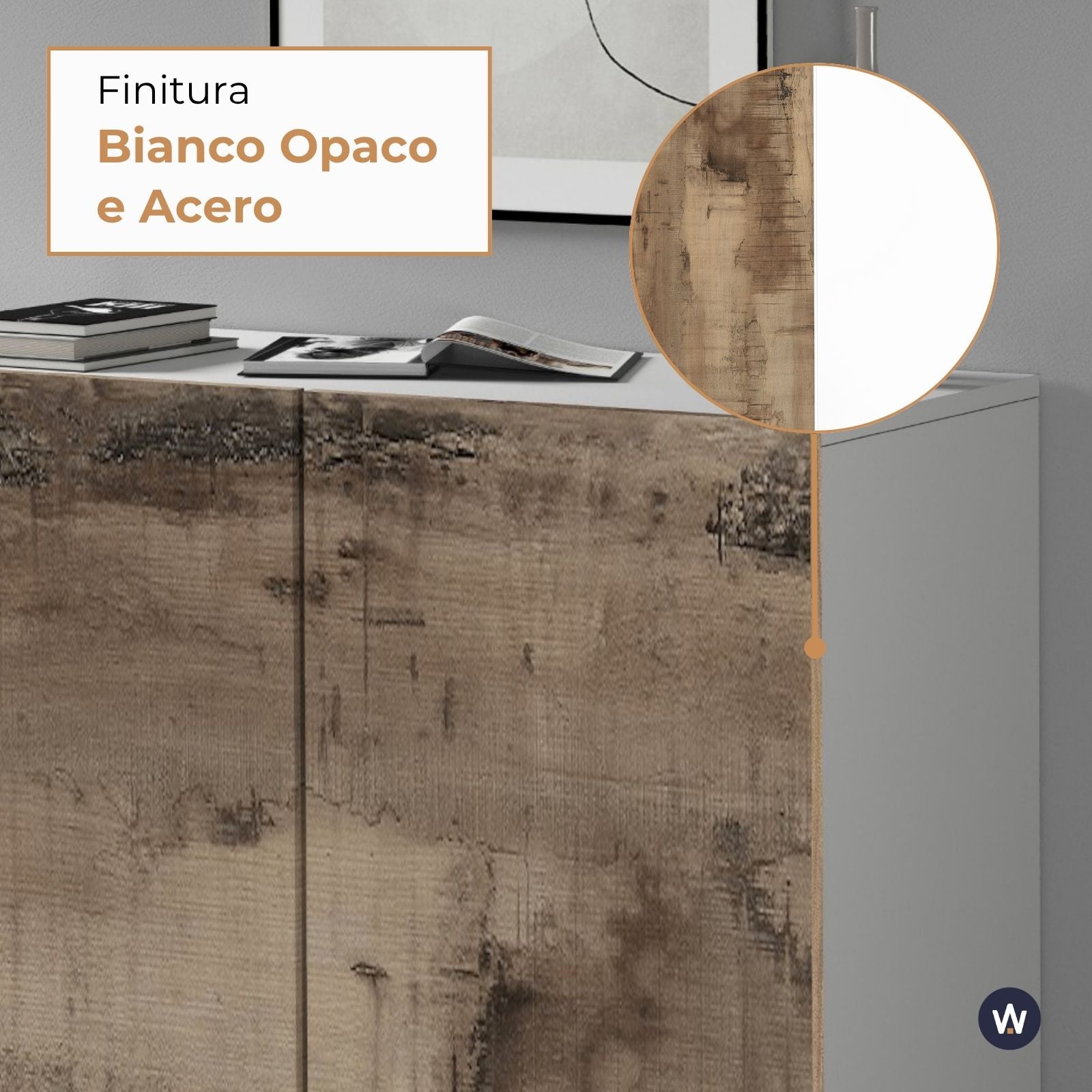 Armadio multiuso Easy a 2 ante bianco opaco e acero 79,20x38x86 cm