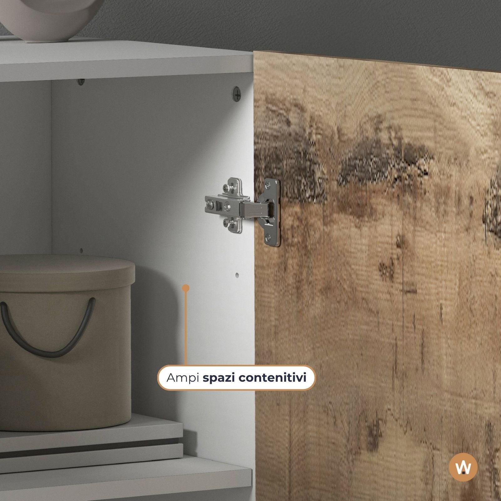 Armadio multiuso Easy a 2 ante bianco opaco e acero 79,20x38x86 cm