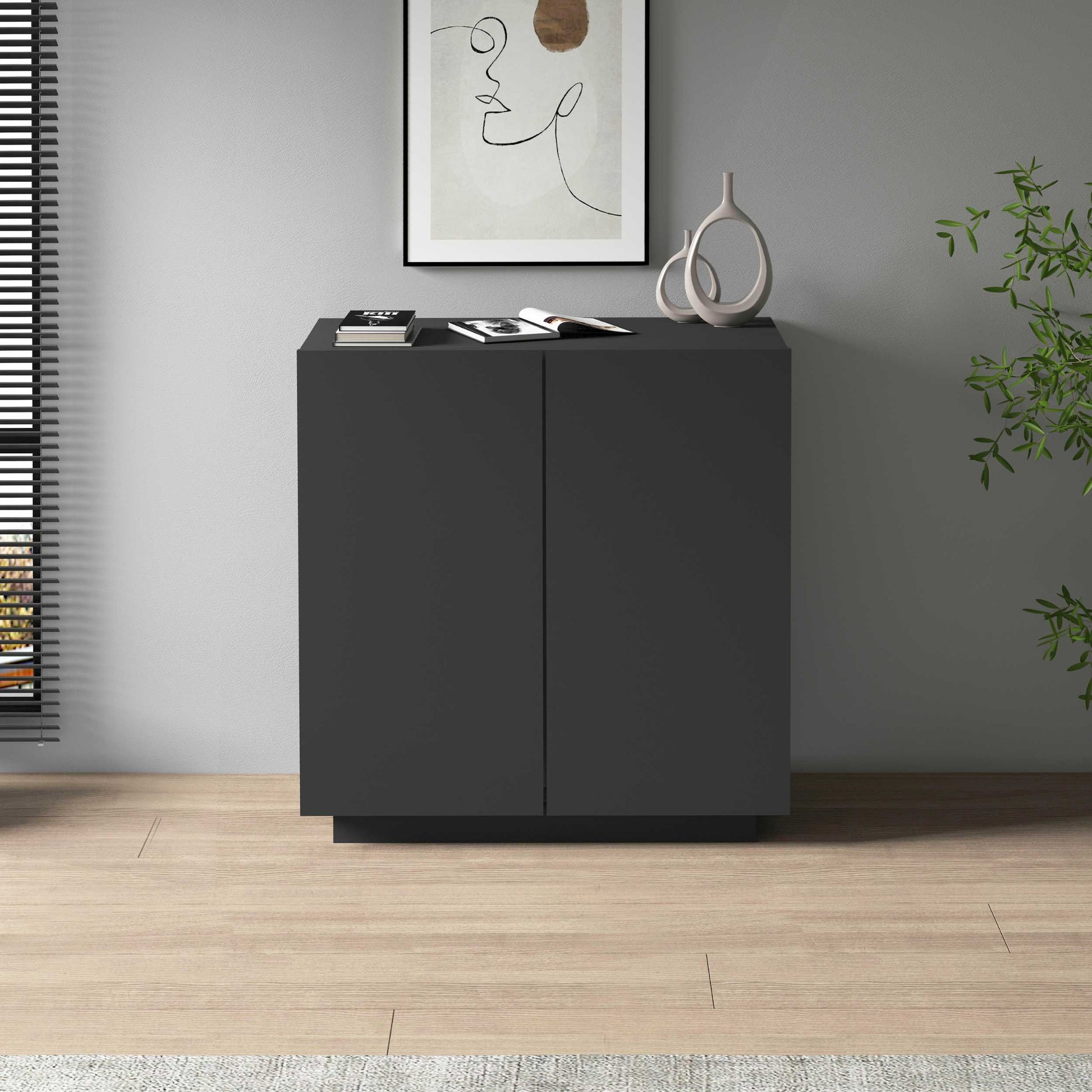 Armadio multiuso Easy a 2 ante antracite opaco 79,20x38x86 cm