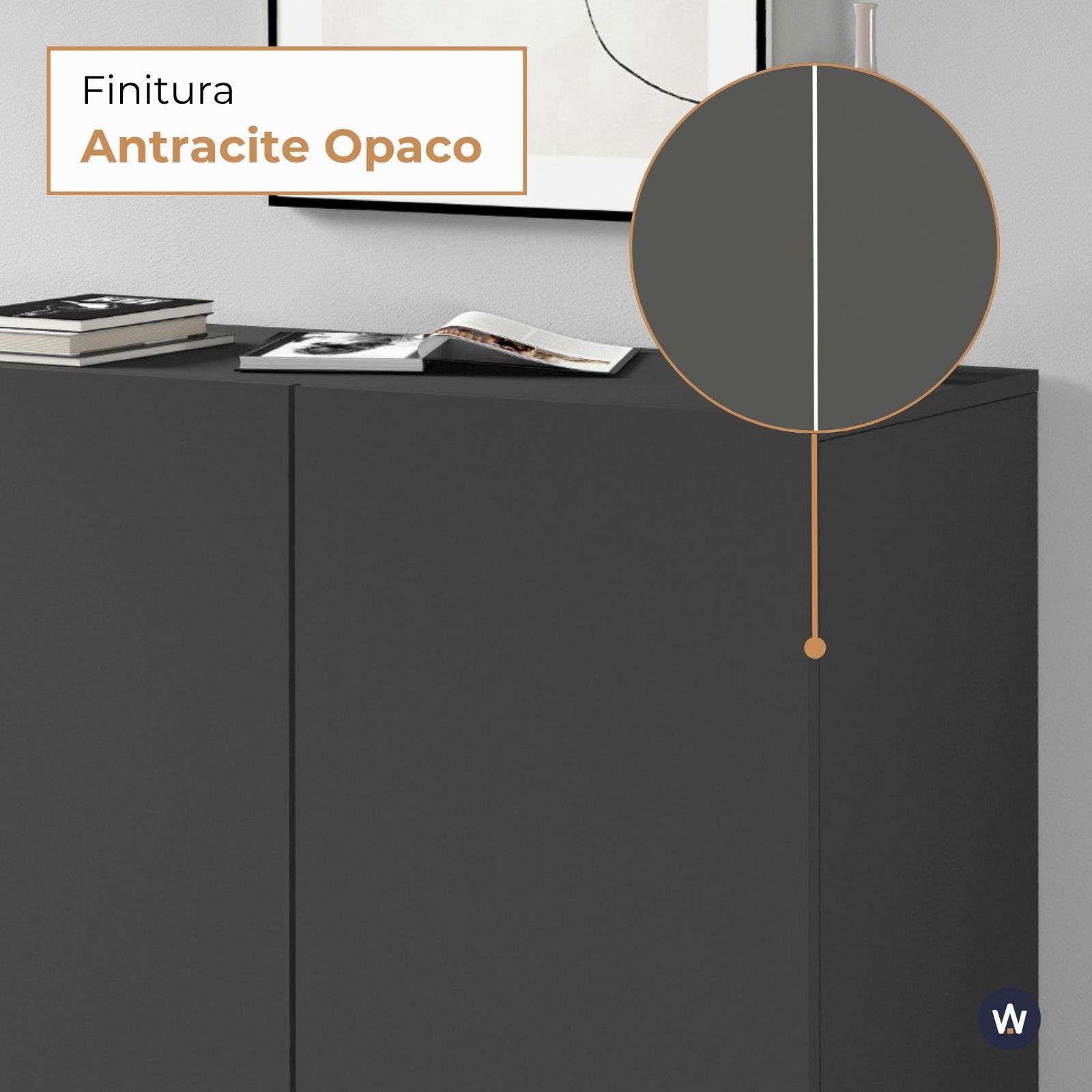 Armadio multiuso Easy a 2 ante antracite opaco 79,20x38x86 cm