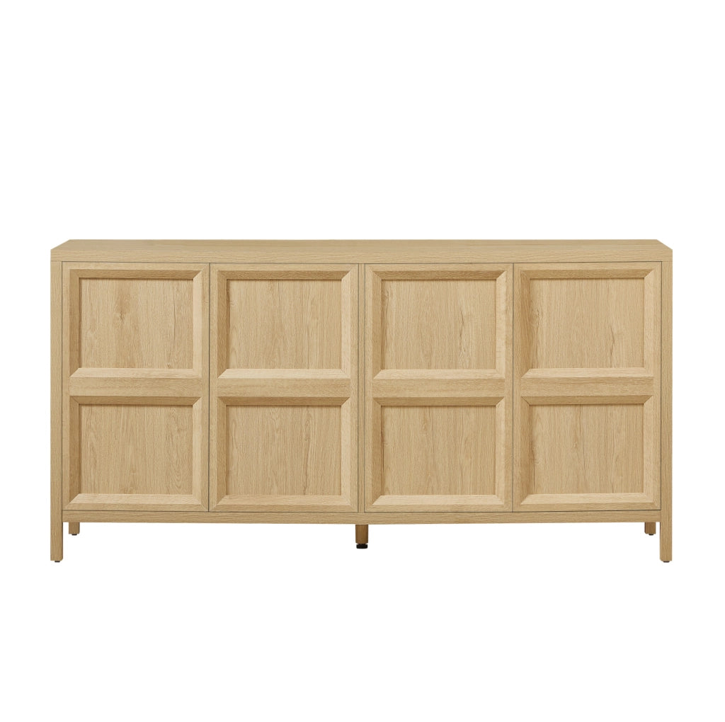 Sideboard moderno in rovere chiaro 160x40x80 cm con apertura Tip-On e cerniere soft-close