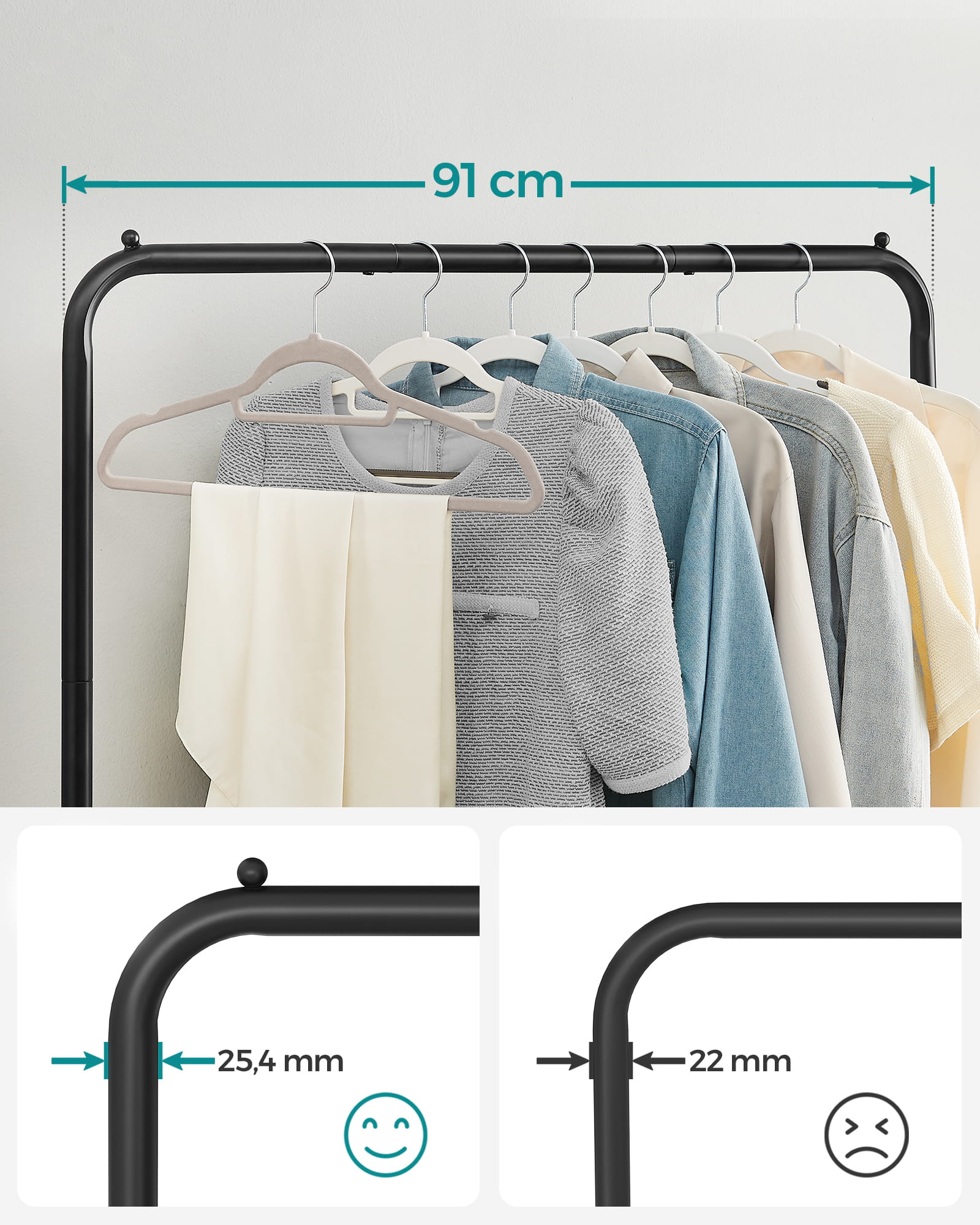 Appendiabiti VALORA con ruote per cappotti e giacche - HSR25BKV1