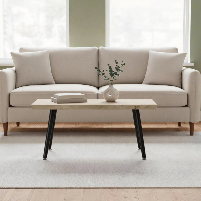 TAVOLINO DA SALOTTO 100 x 50 x 45 cm Rovere con gambe in acciaio