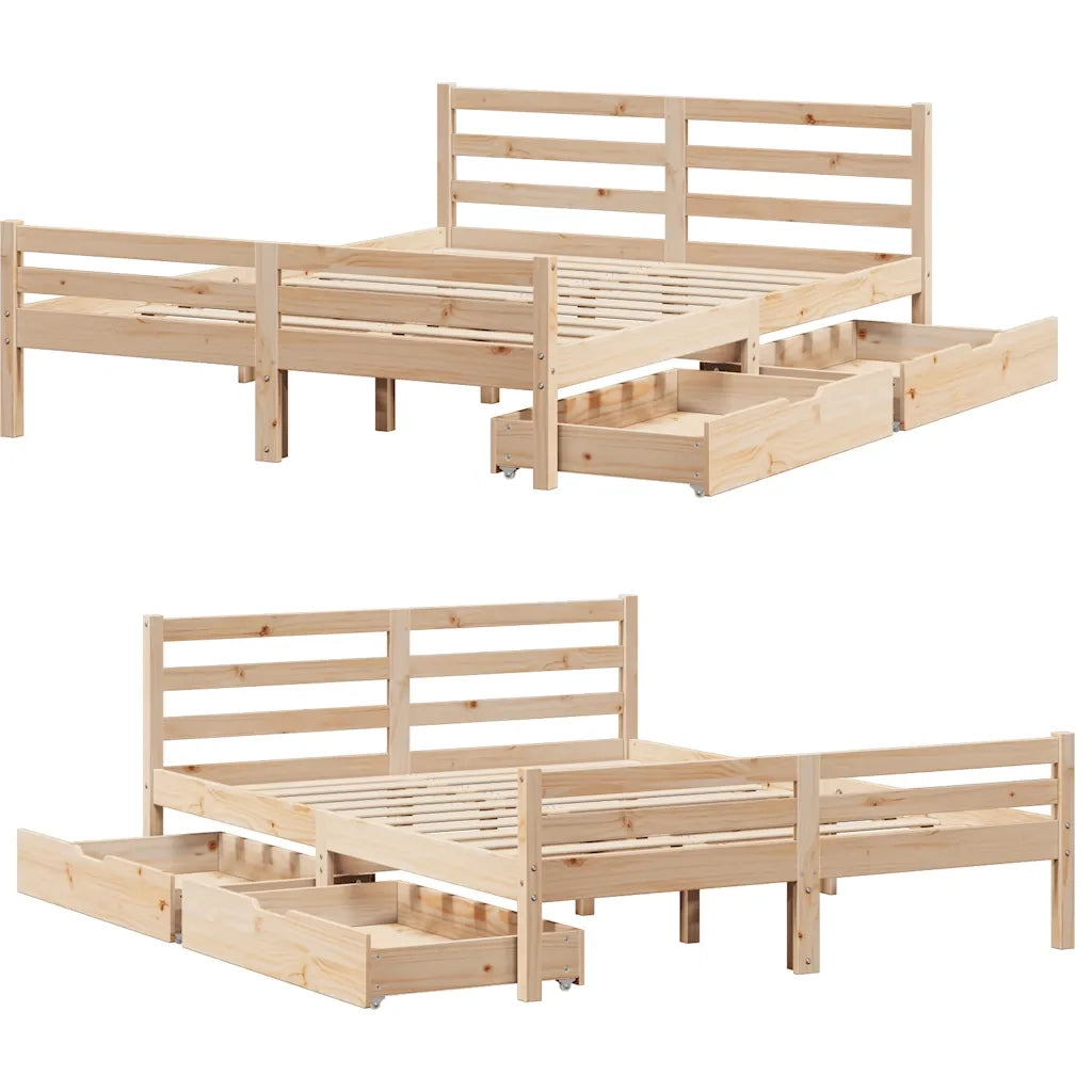 Letto senza Materasso 140x190 cm in Legno Massello di Pino 3301602