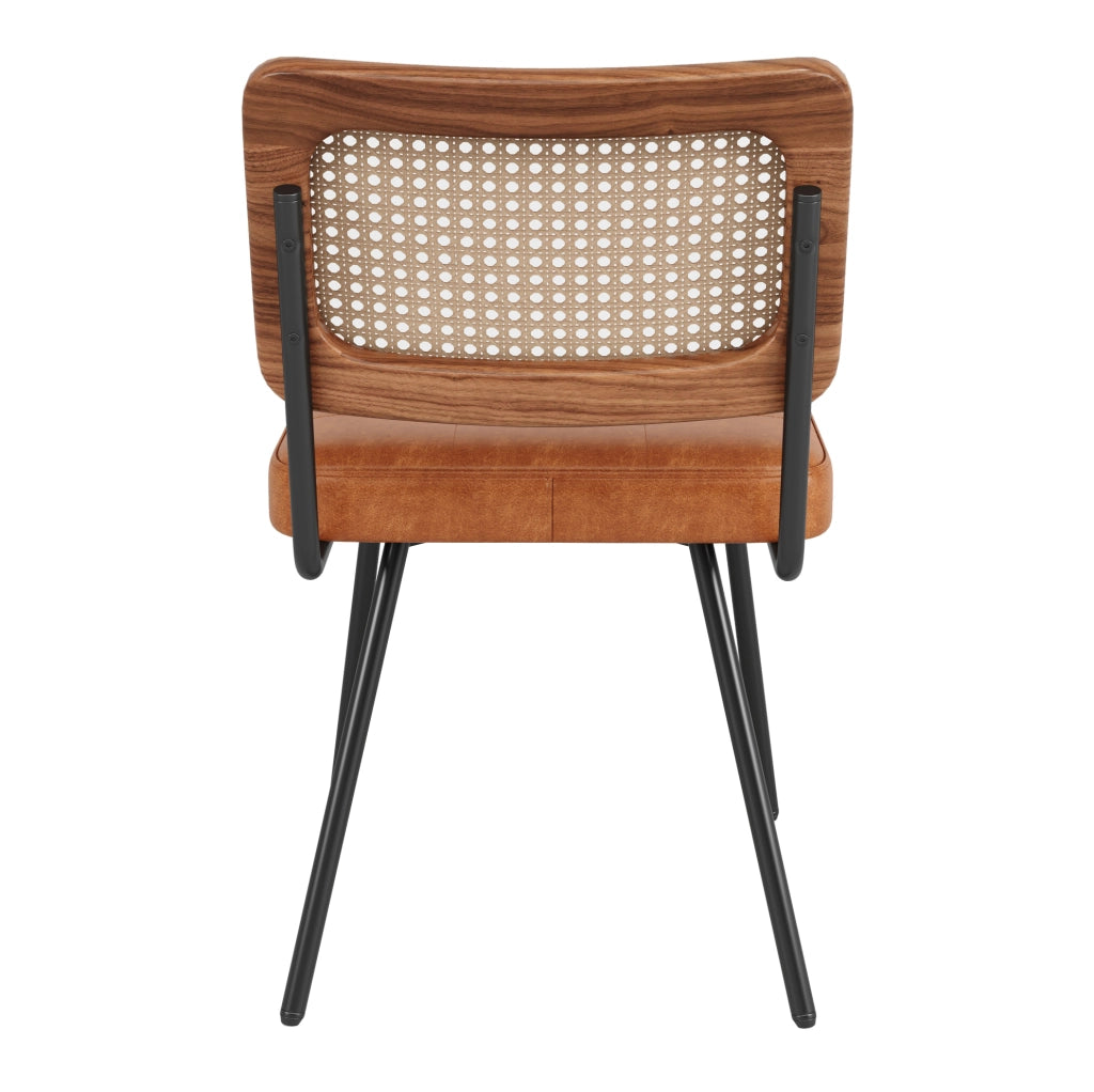 Sedia da pranzo 61x46x79 cm ergonomica in PU; metallo e rattan PE marrone
