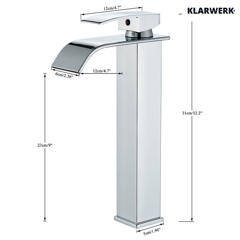 ROSA | Rubinetto da bagno premium a cascata alta cromato | miscelatore Hotel Gastro Premium per lavabo freestanding - in acciaio inox con bocca alta