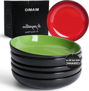 Set di 6 piatti a fondo piatto - Piatto da zuppa in ceramica grande - Collezione Le Papillon Piatti set