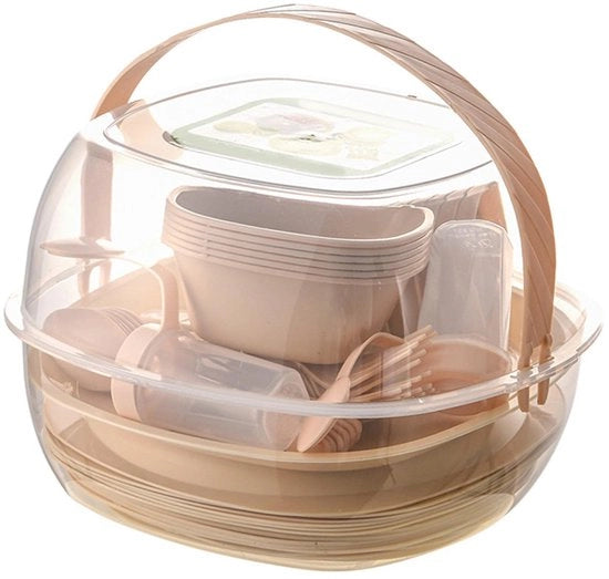 Set di servizio portatile per picnic - 48 pezzi - leggero e duraturo - non frantumabile - adatto per campeggio - in plastica.