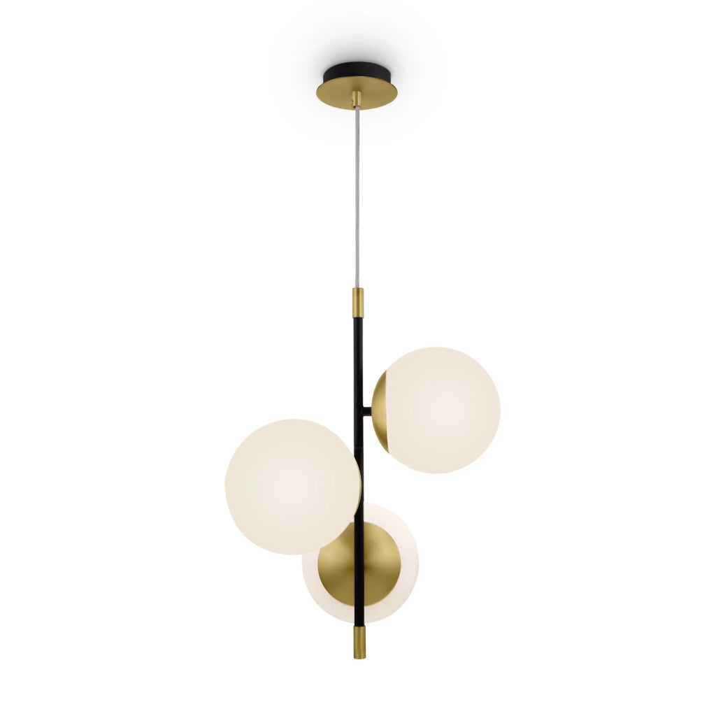 Maytoni Sospensione moderna Nostalgia 3 luci E14 oro metallo diffusore vetro