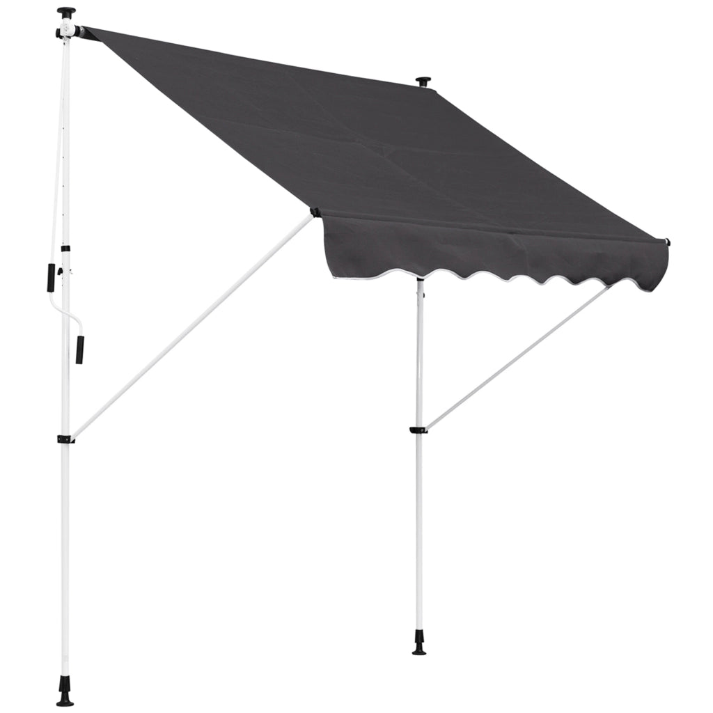 Toldo Manuale Retrattile per Balcone e Terrazzo ¨C zephmum ¨C Grigio 200x150x170-280 cm
