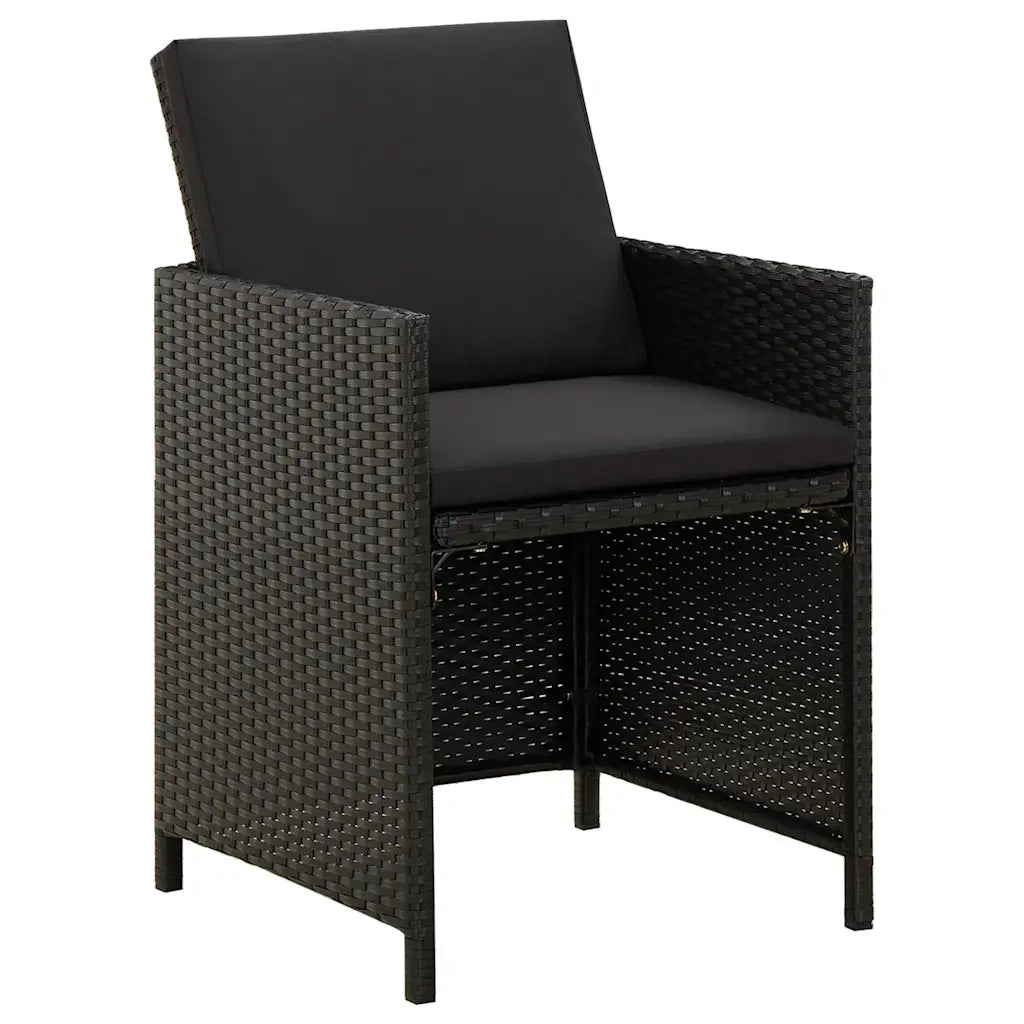 Sedie da Giardino con Cuscini 2 pz | Sedie da Esterno in Polyrattan Nere