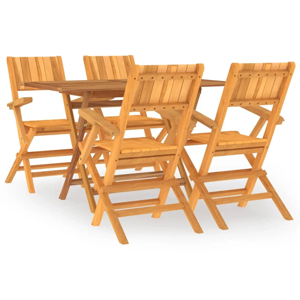 Set da pranzo da esterno/mobili da giardino in legno massello di teak da 5 pezzi 02_0014301